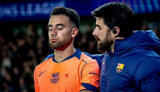 برشلونة يؤكد كسر أنف غارسيا.. ومحاولات لتجهيزه بقناع