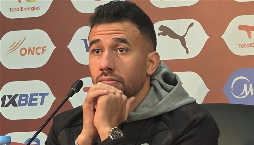 نجم منتخب مصر تريزيغيه خلال المؤتمر الصحافي (إكس)