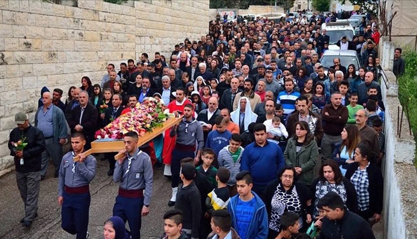 مسيحيون في الضفة الغربية في احتفالات سابقة بعيد الفصح (أرشيف)