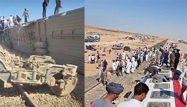 شاهد.. عشرات القتلى والمصابين جرّاء حادث قطار في مصر
