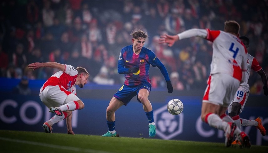 من مباراة برشلونة وسلافيا براغ (إكس)