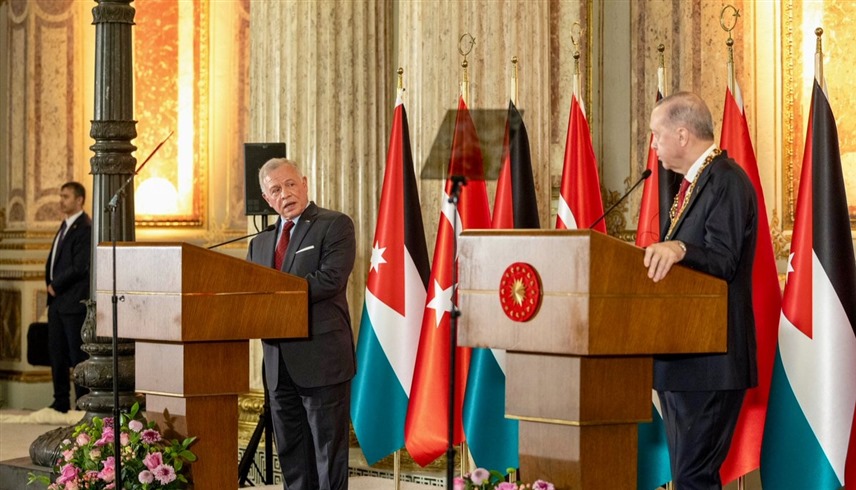 الرئيس التركي أردوغان والعاهل الأردني الملك عبدالله (الديوان الملكي الأردني)