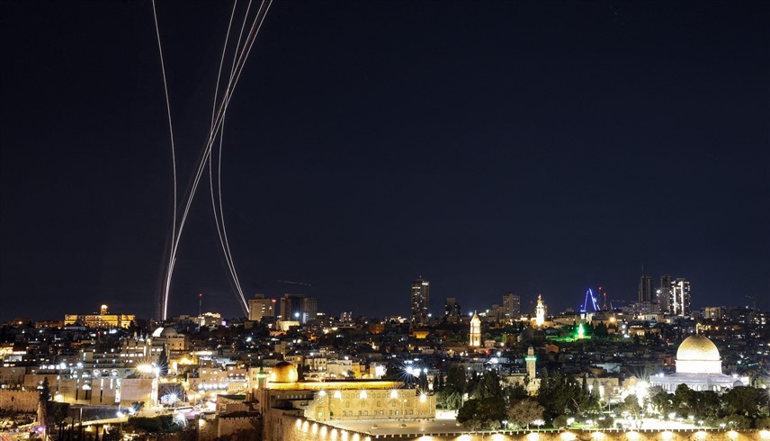 صواريخ اعتراضية في سماء القدس  (أ ف ب)