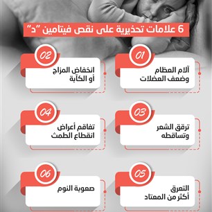 6 علامات تحذيرية على نقص فيتامين "د"