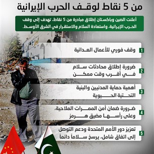 باكستان والصين تطلقان مبادرة من 5 نقاط لوقف الحرب الإيرانية